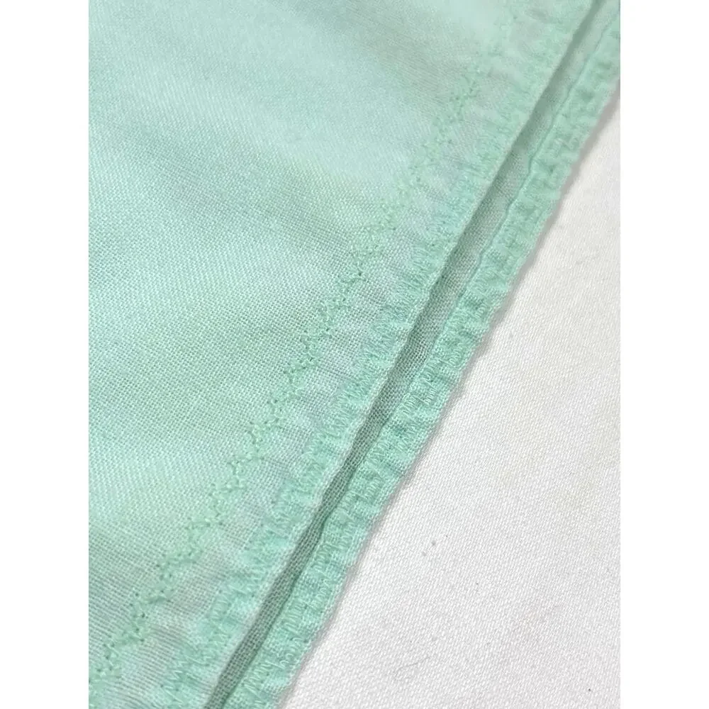 Vintage Hemstitched Pair of Mint Green Square Table Linens Tablecloths 1960s